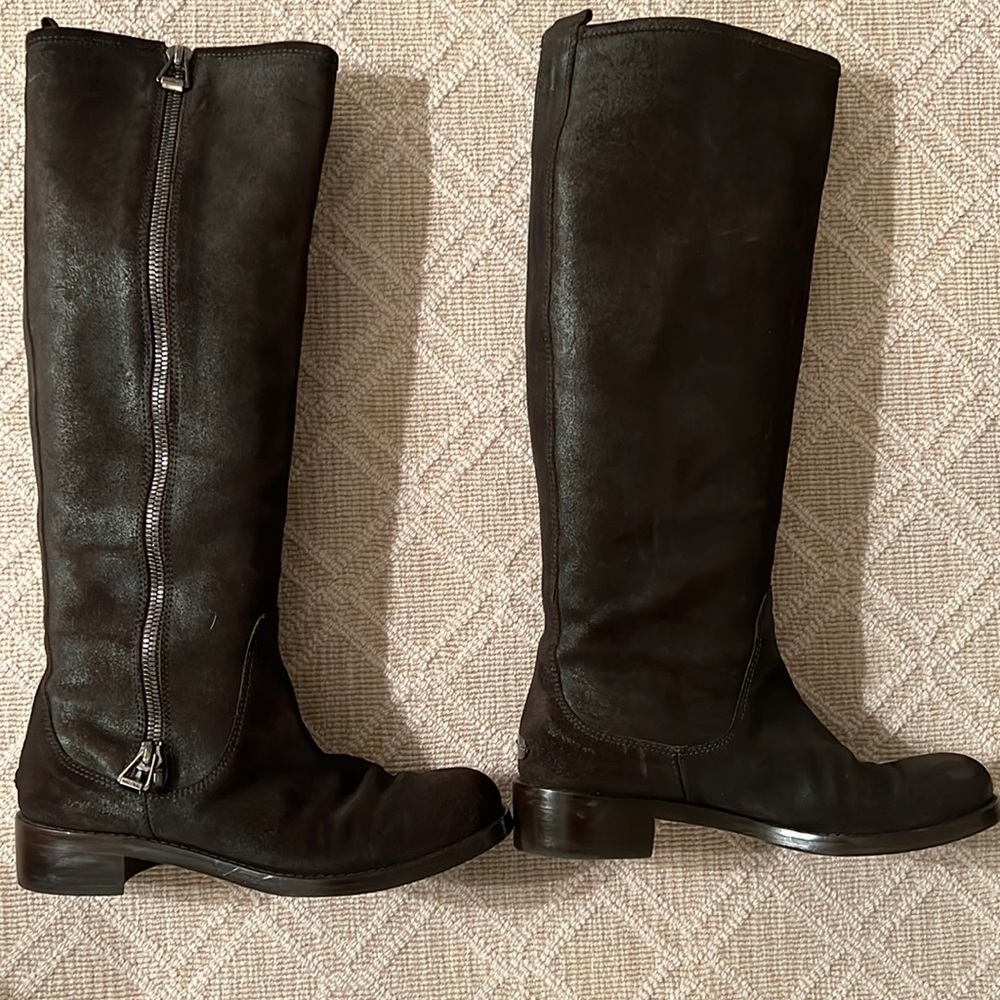 Jimmy Choo Doreen Rugged Moto Brown Suede Boots. Size 39.